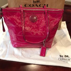 Patent leather pink Coach handbag